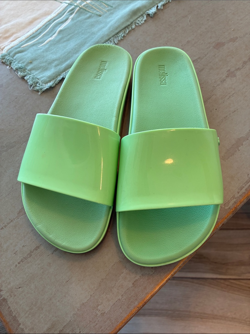Melissa Lime Green Slide Sandals